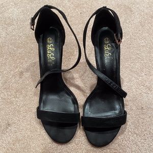 LULU'S Black Single Strap Heels